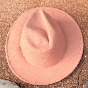 Beige Wide-Brim Felt Fedora Hat